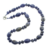 Blue Spot Necklace, Tibetan Style lobster clasp, natural, 8x5mm, 10x14mm, Sold Per 17 Inch Strand