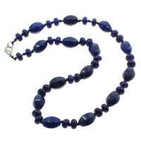 Dyed Marble Necklace, Tibetan Style lobster clasp, blue, 8x5mm, 10x14mm, Sold Per 17 Inch Strand