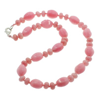 Rhodochrosite Necklace, Tibetan Style lobster clasp, natural, 8x5mm, 10x14mm, Sold Per 17 Inch Strand