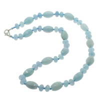 Aquamarine Necklace, Tibetan Style lobster clasp, natural, March Birthstone, 8x5mm, 10x14mm, Sold Per 17 Inch Strand