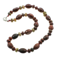 Mahogany Obsidian Necklace, Tibetan Style lobster clasp, natural, 8x5mm, 10x14mm, Sold Per 17 Inch Strand