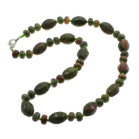 Ruby in Zoisite Necklace, Tibetan Style lobster clasp, 8x5mm, 10x14mm, Sold Per 17 Inch Strand