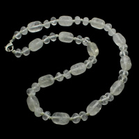Clear Quartz Necklace, Tibetan Style lobster clasp, natural, 8x5mm, 10x14mm, Sold Per Approx 19 Inch Strand