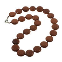 Goldstone Necklace zinc alloy lobster clasp Flat Round natural Sold Per 17 Inch Strand