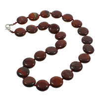 Jaspe de  Arco Irís collar, aleación de cinc cierre de langosta, Redondo aplanado, natural, 16x6.5mm, Vendido para 17 Inch Sarta