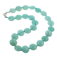 Aquamarine Necklace, Tibetan Style lobster clasp, Flat Round, natural, March Birthstone, 16x6.5mm, Sold Per Approx 20 Inch Strand