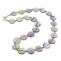 Amethyst Necklace zinc alloy lobster clasp Flat Round natural February Birthstone Sold Per 17 Inch Strand