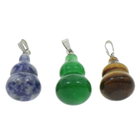 Gemstone Pendants Jewelry, with brass bail, natural, mixed, 14x24mm, 130x100x15mm, Hole:Approx 2x4mm, 12PCs/Box, Sold By Box