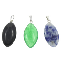 Gemstone Pendants Jewelry, with brass bail, natural, mixed, 13x27mm, 130x100x15mm, Hole:Approx 2x5mm, 12PCs/Box, Sold By Box
