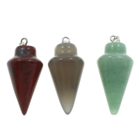 Gemstone Pendants Jewelry, with brass bail, natural, mixed, 15x32mm, 130x100x15mm, Hole:Approx 1.5x4mm, 12PCs/Box, Sold By Box
