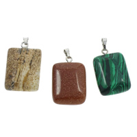 Gemstone Pendants Jewelry, with brass bail, natural, mixed, 15x22x7mm, 130x100x15mm, Hole:Approx 2x4mm, 12PCs/Box, Sold By Box