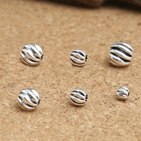 Thailand Sterling Silver Beads, Drum, different size for choice & corrugated, Sold By Lot