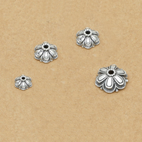 Thailand Sterling Sølv Bead Caps, Flower, forskellig størrelse for valg, Solgt af Lot