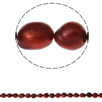 Barock kultivierten Süßwassersee Perlen, Natürliche kultivierte Süßwasserperlen, rot, 10-11mm, Bohrung:ca. 0.8mm, verkauft per ca. 15 ZollInch Strang