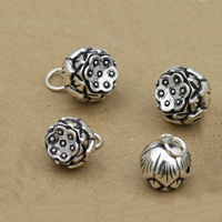 Bali Sterling Silver Pendants, Tailandia, Lótus Seedpod, tamanho diferente para a escolha, Buraco:Aprox 1-3mm, 5PCs/Lot, vendido por Lot