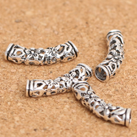 Thailand Sterling Silver Curved Tube Beads, hollow, 18x4mm, Hole:Approx 2mm, 30PCs/Lot, Sold By Lot
