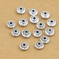 Thailand Sterling Silver Spacer Bead, Flat Round, 6.5x3mm, Hole:Approx 2mm, 50PCs/Lot, Sold By Lot