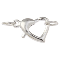 Brass Lobster Clasp, Heart, platinum color plated, nickel, lead & cadmium free, 17x9x3.50mm, Hole:Approx 3mm, 10PCs/Bag, Sold By Bag