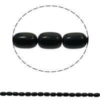 Naturlig svart agat pärlor, Kolonn, 10x14mm, Hål:Ca 1mm, Ca 28PC/Strand, Såld Per Ca 16 inch Strand