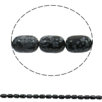 Schneeflocke Obsidian, Zylinder, natürlich, 10x14mm, Bohrung:ca. 1mm, ca. 28PCs/Strang, verkauft per ca. 16 ZollInch Strang