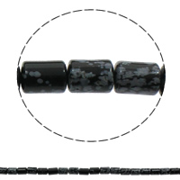 Schneeflocke Obsidian, Zylinder, natürlich, 10x14mm, Bohrung:ca. 1mm, ca. 28PCs/Strang, verkauft per ca. 15.3 ZollInch Strang