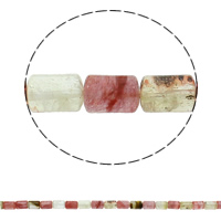 Natural Watermelon Tourmaline Beads, Column, 10x14mm, Hole:Approx 1mm, Approx 28PCs/Strand, Sold Per Approx 15.3 Inch Strand