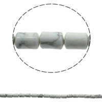 Natürlicher weißer Türkis Perle, Zylinder, 10x14mm, Bohrung:ca. 1mm, ca. 28PCs/Strang, verkauft per ca. 15.7 ZollInch Strang