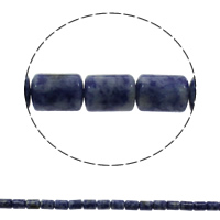 Blauer Tupfen Stein Perlen, blauer Punkt, Zylinder, natürlich, 10x14mm, Bohrung:ca. 1mm, ca. 28PCs/Strang, verkauft per ca. 15.7 ZollInch Strang