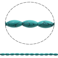 Perles turquoises, turquoise synthétique, ovale, bleu, 10x20mm, Trou:Environ 1mm, 20PC/brin, Vendu par Environ 15.3 pouce brin