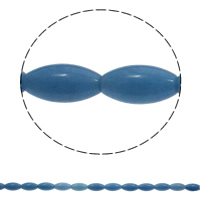 Farvet Marble Bead, Oval, blå, 10x20mm, Hole:Ca. 1mm, 20pc'er/Strand, Solgt Per Ca. 15.3 inch Strand
