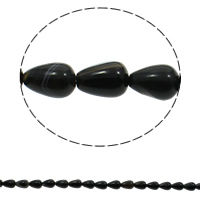 Natürliche schwarze Achat Perlen, Schwarzer Achat, Tropfen, 10x14mm, Bohrung:ca. 1mm, 28PCs/Strang, verkauft per ca. 15.7 ZollInch Strang