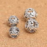 Thailand Sterling Silver stort hål pärla, Trumma, olika storlek för val & ihålig, Säljs av Lot