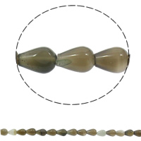 Natural Grey Agate perler, Grå Agate, Teardrop, naturlig, 10x14mm, Hole:Ca. 1mm, 28pc'er/Strand, Solgt Per Ca. 15.7 inch Strand
