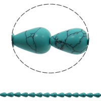 Perles turquoises, turquoise synthétique, larme, bleu, 10x14mm, Trou:Environ 1mm, 28PC/brin, Vendu par Environ 15.7 pouce brin