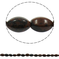 Mahagoni Obsidian Perlen, mahagonibrauner Obsidian, oval, natürlich, 10x15mm, Bohrung:ca. 1mm, 28PCs/Strang, verkauft per ca. 16.5 ZollInch Strang