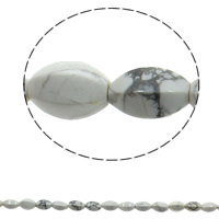 Natural White Turquoise Bead, Oval, naturlig, 10x15mm, Hole:Ca. 1mm, 28pc'er/Strand, Solgt Per Ca. 15.7 inch Strand