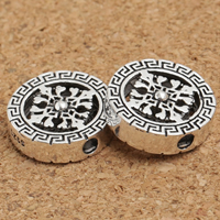Thailand Sterling Silver Beads, Flat Round, hollow, 14x4mm, Hole:Approx 2mm, 10PCs/Lot, Sold By Lot