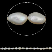 Barock kultivierten Süßwassersee Perlen, Natürliche kultivierte Süßwasserperlen, weiß, 10-11mm, Bohrung:ca. 0.8mm, verkauft per 15 ZollInch Strang