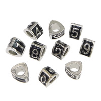 Tibetan Style European Beads, Triangle, platinum color plated, different designs for choice & without troll & enamel, nickel, lead & cadmium free, 7x9mm, Hole:Approx 5mm, 300PCs/Lot, Sold By Lot