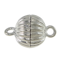 Zinc Alloy Magnetic Clasp Round platinum color plated 1/1 loop & corrugated nickel lead & cadmium free Approx 3mm Sold By Lot