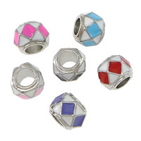 Tibetan Style Large Hole Bead, Drum, platinum color plated, enamel, more colors for choice, nickel, lead & cadmium free, 8x10mm, Hole:Approx 5.5mm, 200PCs/Lot, Sold By Lot