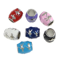 Zinc Alloy European perler, Oval, platin farve forgyldt, uden trold & emalje, flere farver til valg, nikkel, bly & cadmium fri, 11x10mm, Hole:Ca. 5mm, 200pc'er/Lot, Solgt af Lot