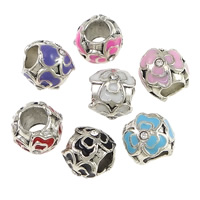 Tibetan Style European Beads, Flower, antique silver color plated, without troll & enamel, more colors for choice, nickel, lead & cadmium free, 9.50x9mm, Hole:Approx 5mm, 200PCs/Lot, Sold By Lot
