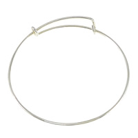 Adjustable Wire Bangle, Iron, silver color plated, nickel, lead & cadmium free, 1.20mm, Inner Diameter:Approx 60mm, Length:Approx 8.5 Inch, 100PCs/Lot, Sold By Lot