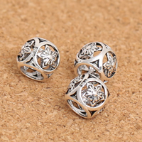 Thailand Sterling Silver Large Hole Bead, Drum, hollow, 10x8mm, Hole:Approx 5mm, 20PCs/Lot, Sold By Lot