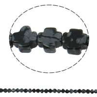 Schneeflocke Obsidian, Kreuz, natürlich, 8x4mm, Bohrung:ca. 1mm, ca. 50PCs/Strang, verkauft per ca. 16 ZollInch Strang