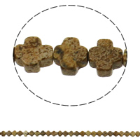 Natural Picture Jasper Beads, Cross, 8x4mm, Hole:Approx 1mm, Approx 50PCs/Strand, Sold Per Approx 16 Inch Strand