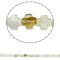 Natürlicher Quarz Perlen Schmuck, Kreuz, farbenfroh, 8x4mm, Bohrung:ca. 1mm, ca. 50PCs/Strang, verkauft per ca. 16 ZollInch Strang