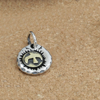 Thailand Sterling Silver Pendants, Flat Round, 16x14x3mm, Hole:Approx 5.7mm, 5PCs/Lot, Sold By Lot
