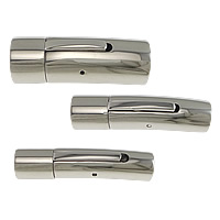 Stainless Steel Jewelry Clasp, Tube, different size for choice, original color, 20PCs/Lot, Sold By Lot